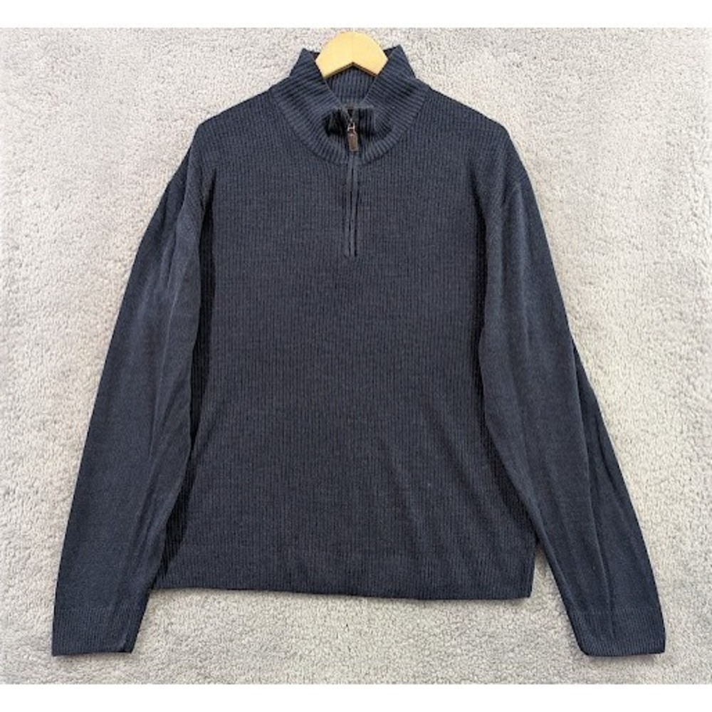 Tricots St Raphael 1/4 Zip Sweater Men's XXL Navy Blue Ribbed Knit Pullover